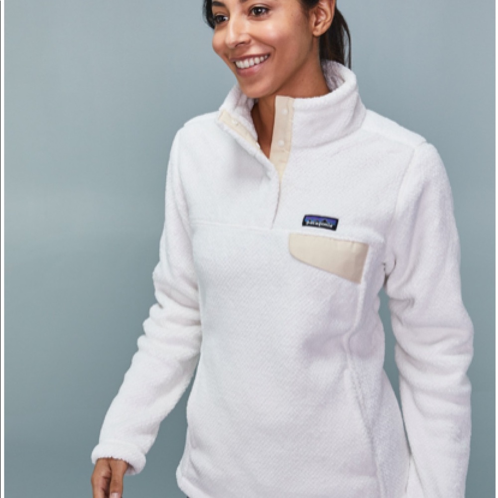 White Patagonia Re-Tool Snap-T Pullover